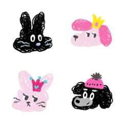Fuzzy Friends: Black & Pink LINE 表情貼封面